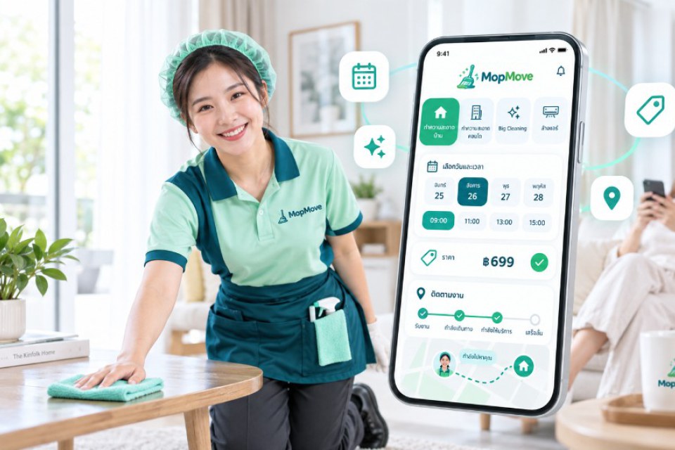 จอง ติดตามงาน และดูแลบ้านผ่านแอป MopMove